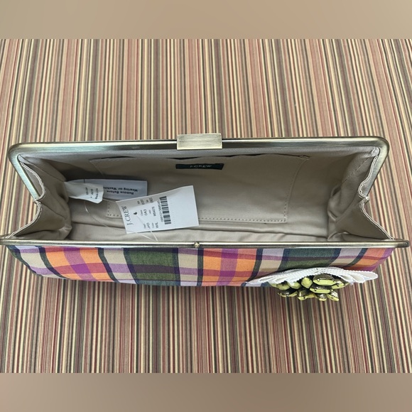 NWT J.Crew Jeweled Madras Clutch - Picture 3 of 6